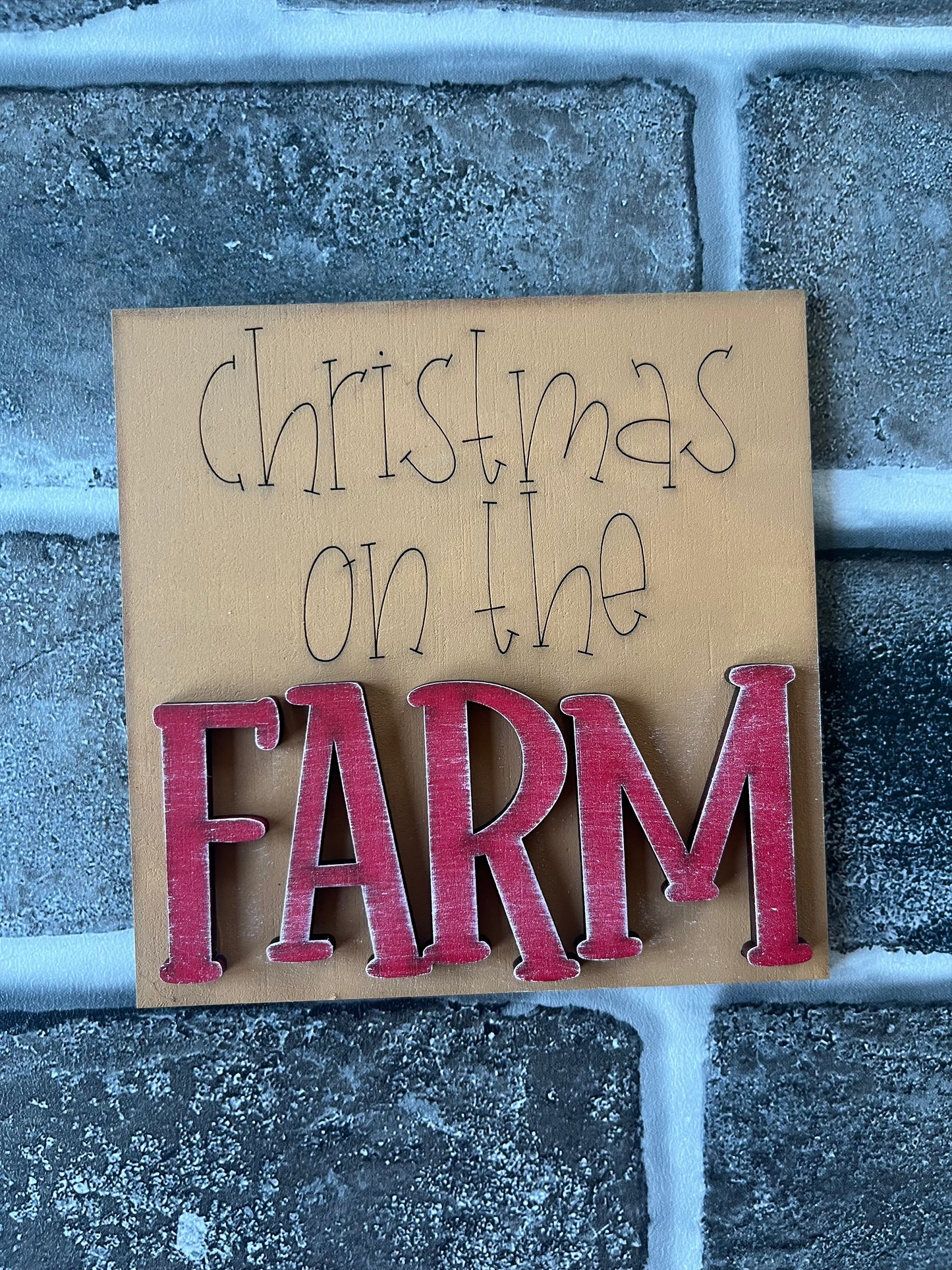 Christmas On Farm Ladder Tile