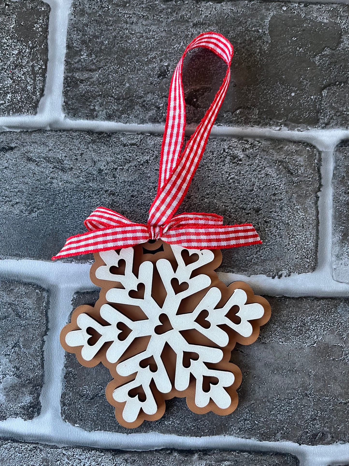 Snowflake Heart Gingerbread Ornament