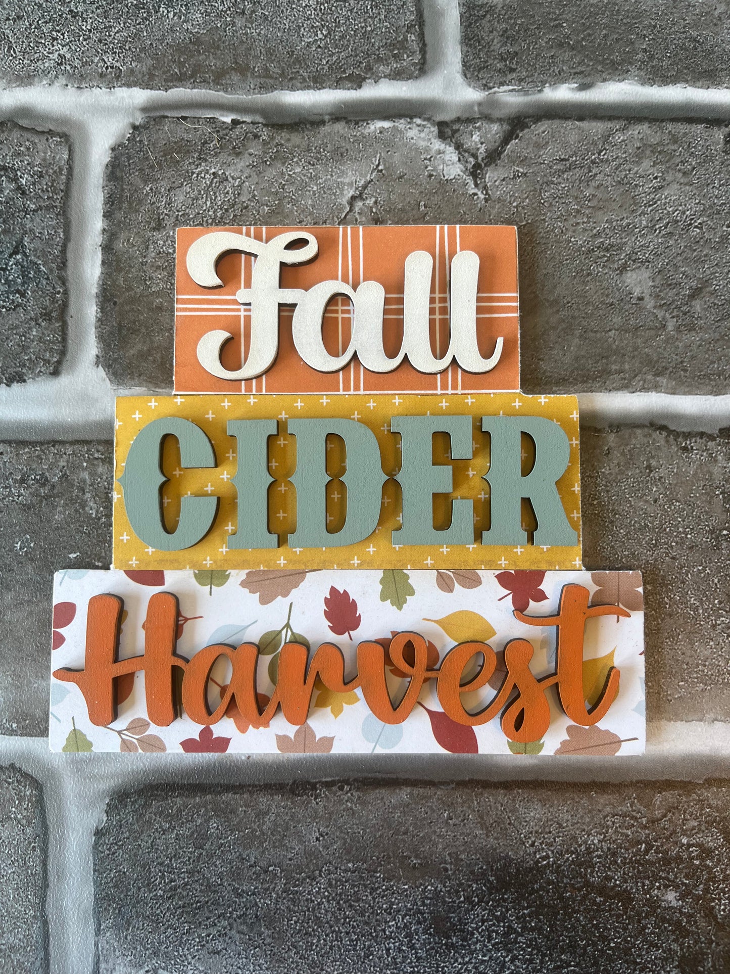 Fall Cider Harvest Word Stacker Shelf Sitter