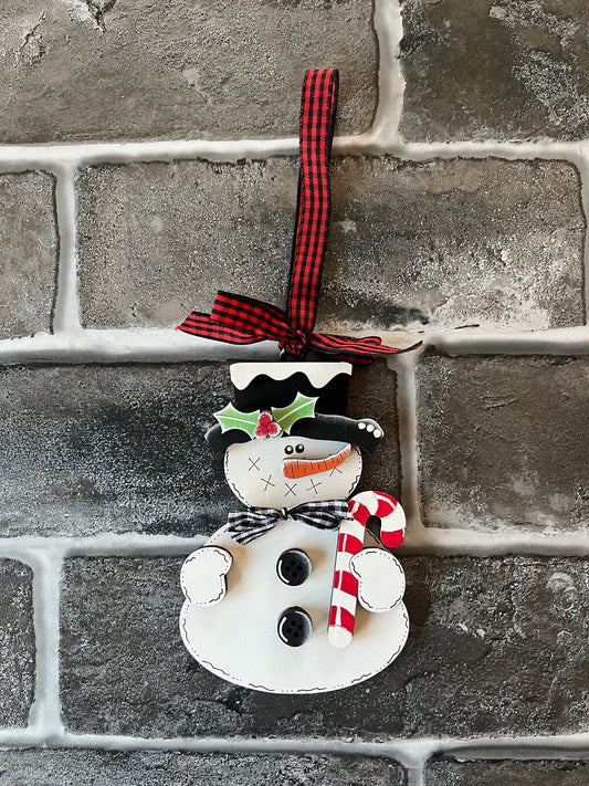 Candy Cane Snowman Ornament