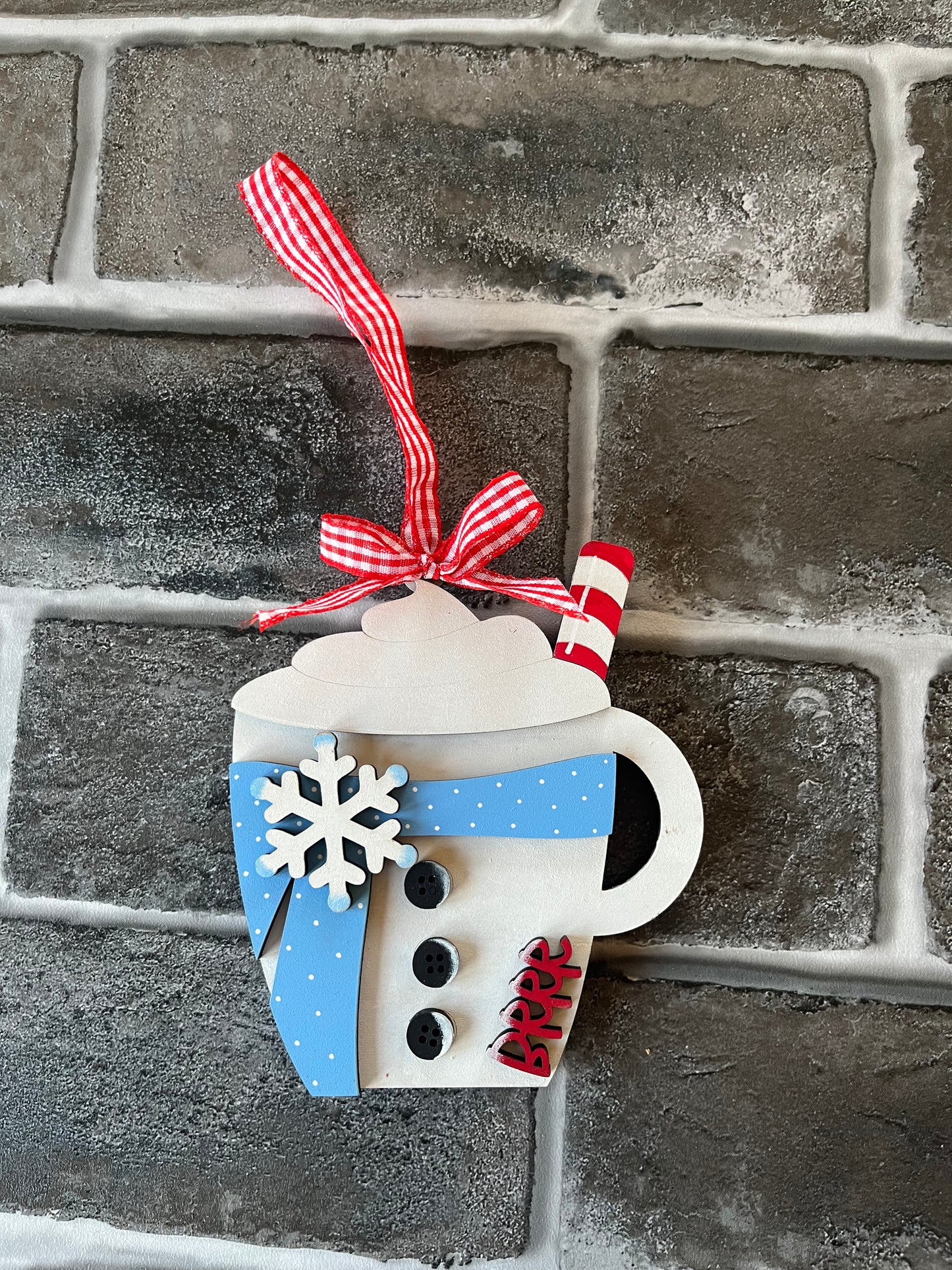 Snowman Scarf Cocoa Cup GIFT CARD ORNAMENT