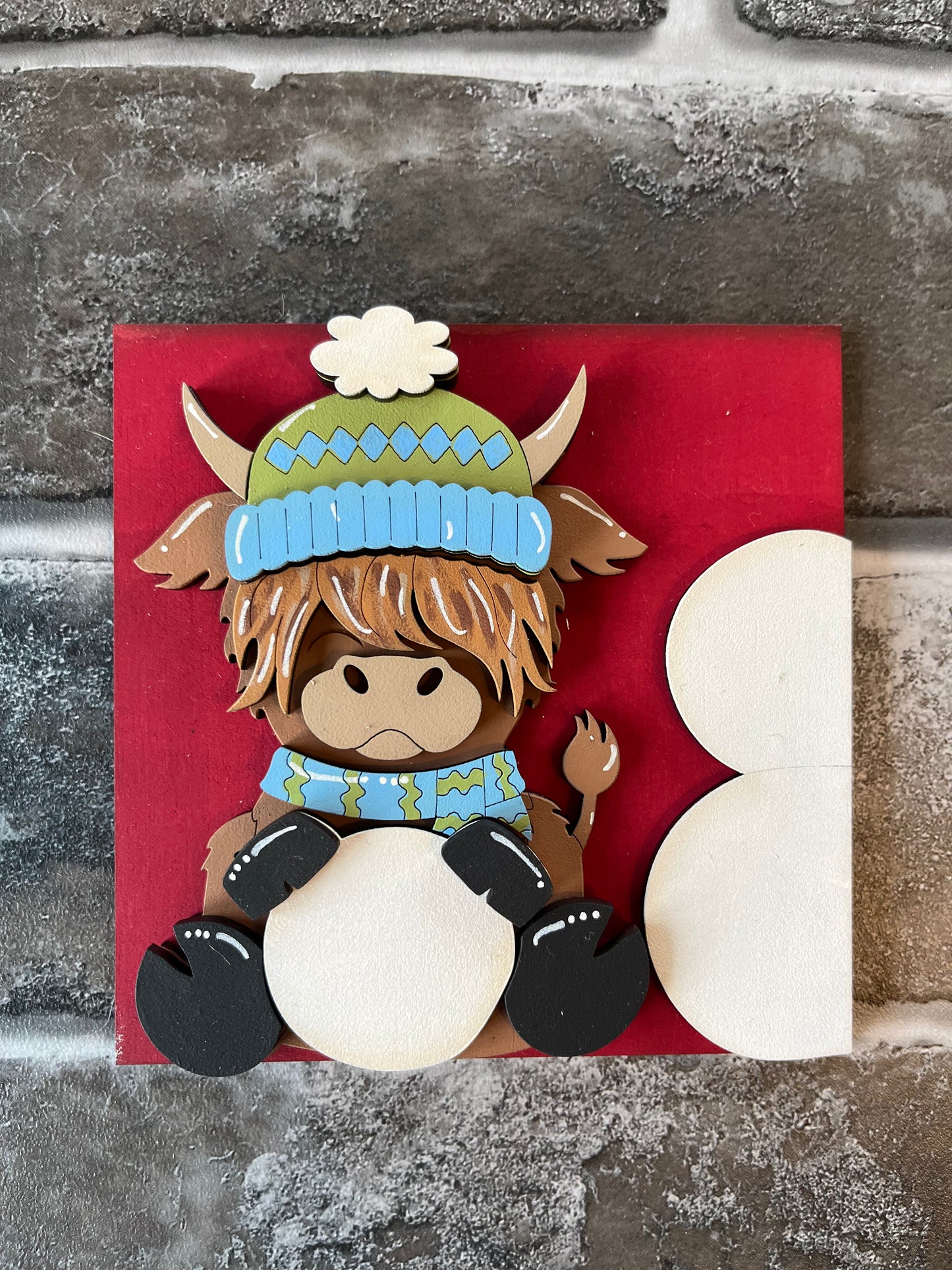 Highland Cow Snowball Ladder Tile