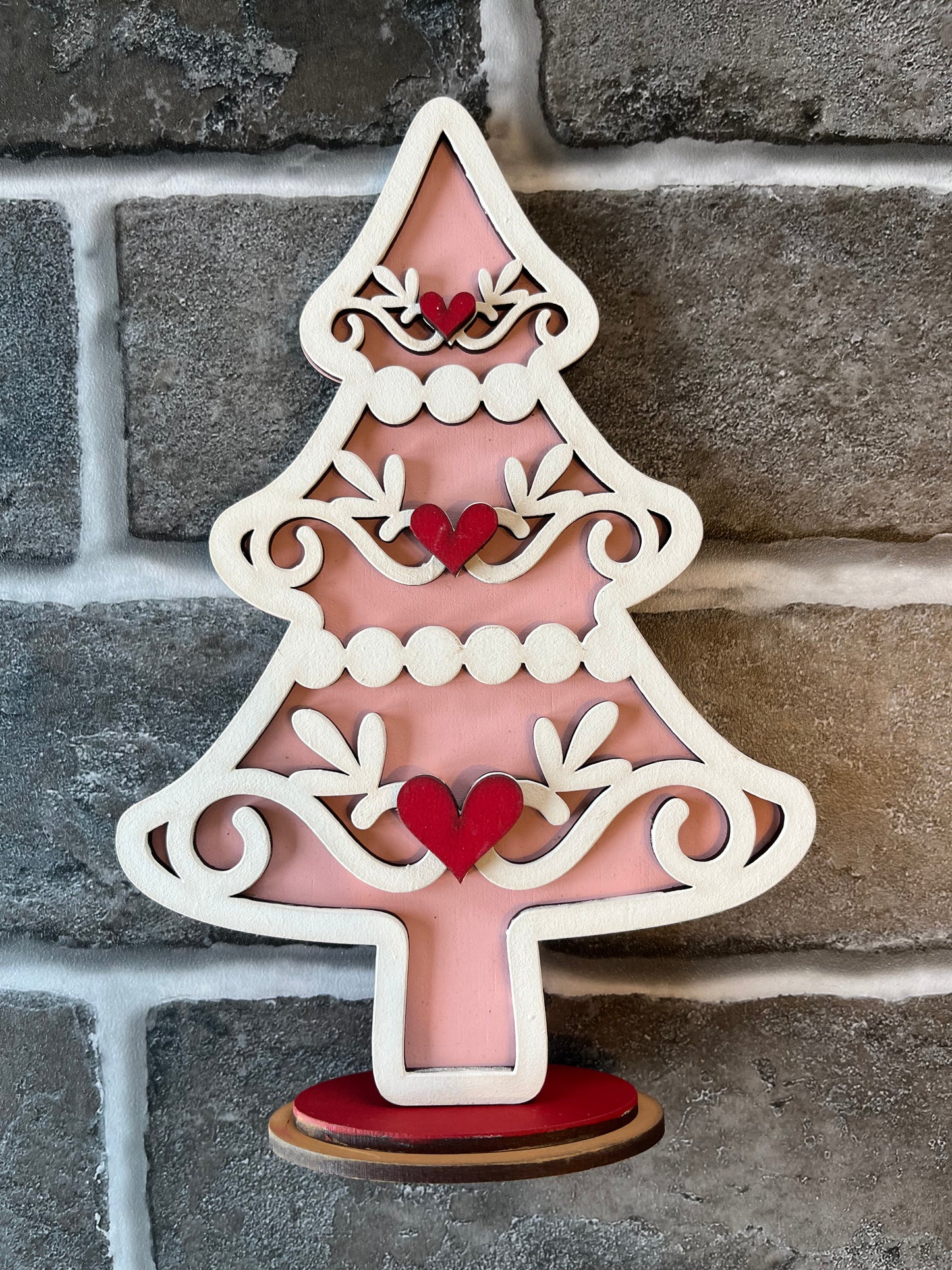 Pink Gingerbread Tree Shelf Sitter