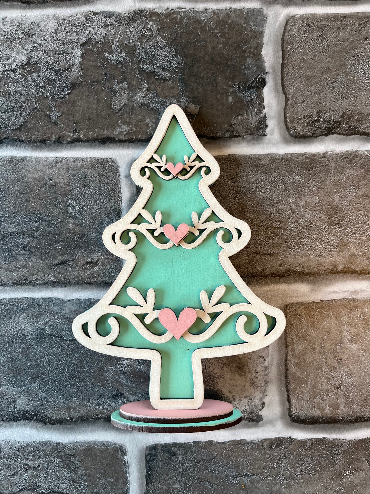Aqua Gingerbread Tree Shelf Sitter