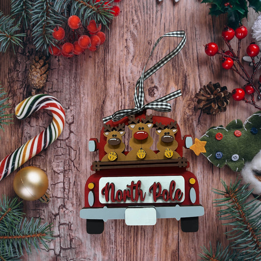 Reindeer Truck Ornament