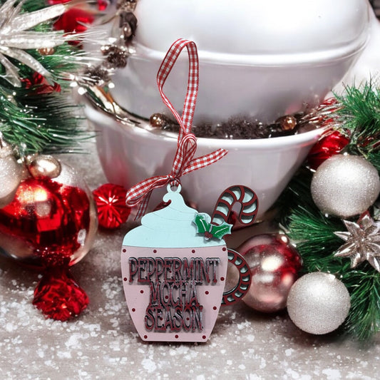 Peppermint Mocha Season GIFT CARD Ornament