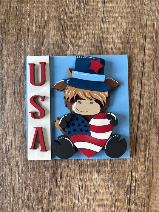 USA Highland Cow Ladder Tile