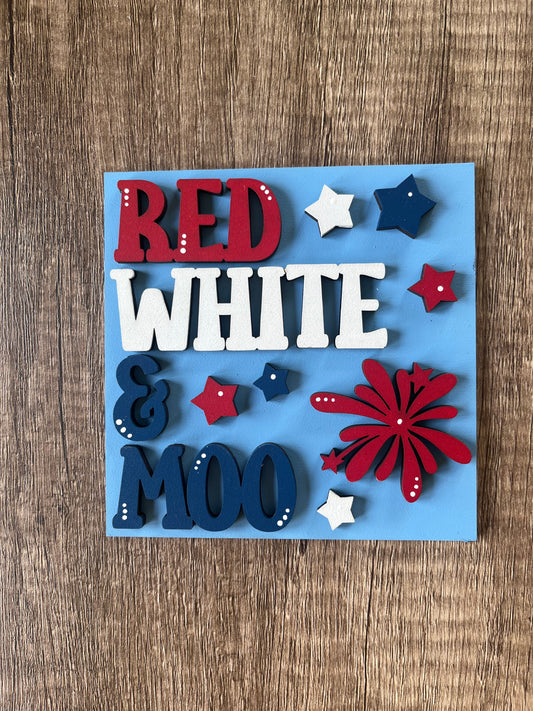 Red White Moo Ladder Tile