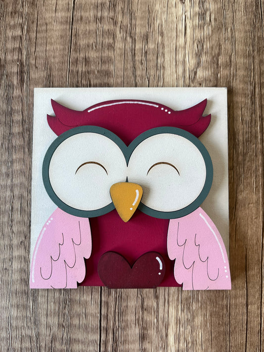 Owl Pink Wings Ladder Tile
