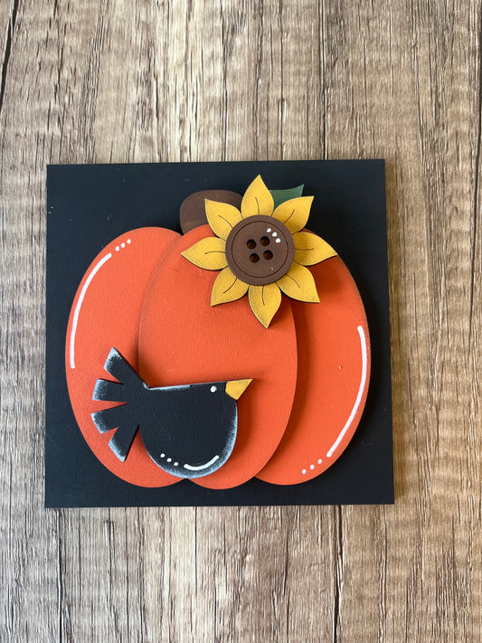 Pumpkin Sunflower Crow Ladder Tile