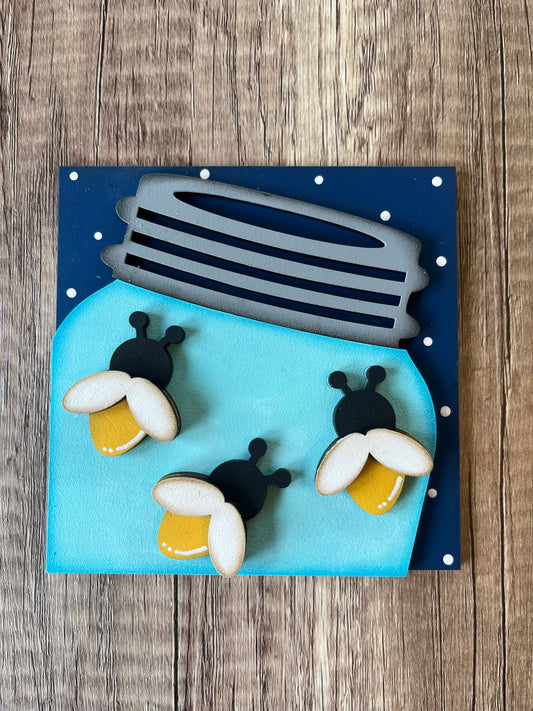 Mason Jar Fireflies Ladder Tile