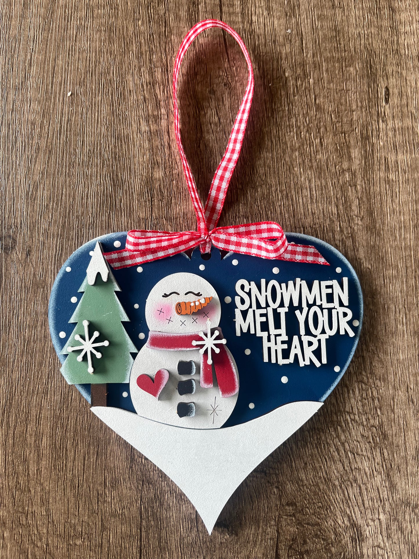 Snowman Melt Heart Ornament