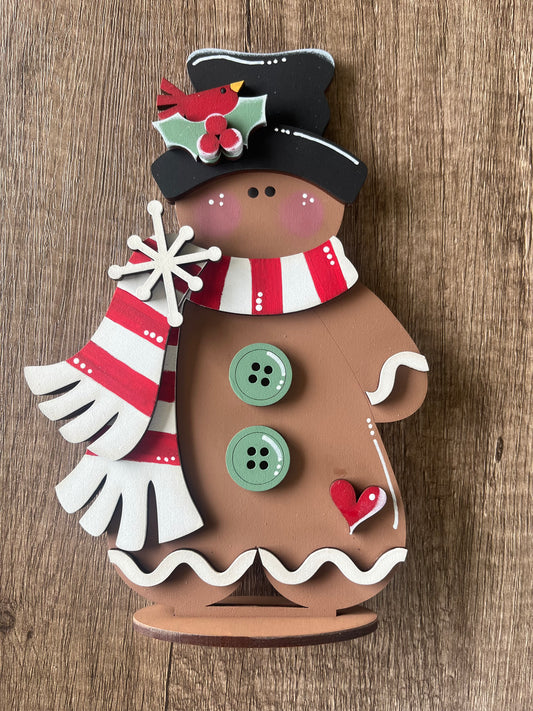 Boy Gingerbread Scarf Shelf Sitter