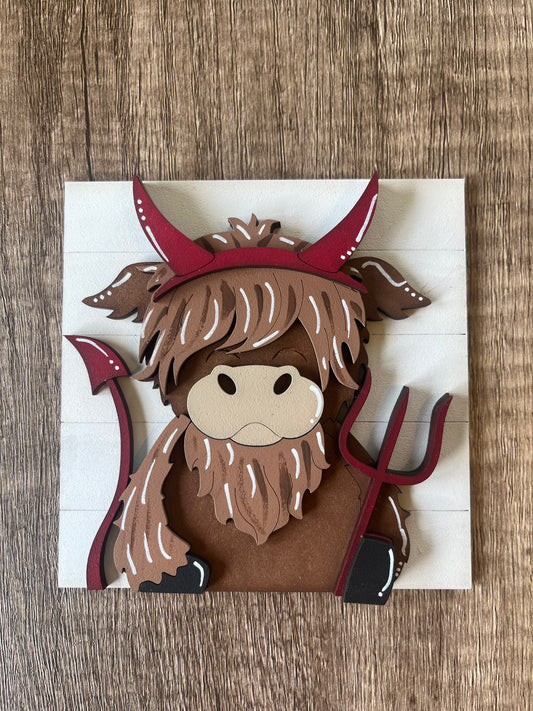 Devil Highland Cow Ladder Tile