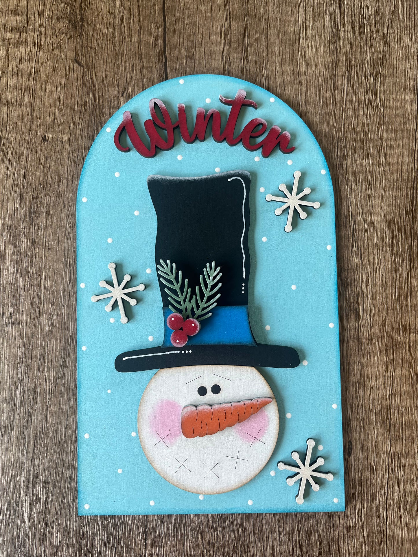 Winter Tall Hat Snowman Large Arch Insert