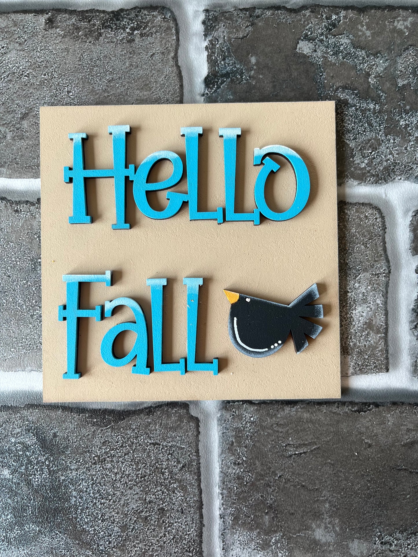 Hello Fall Crow Ladder Tile