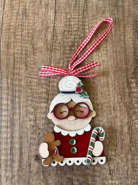 Mrs. Claus Candy Cane Gingerbread Ornament