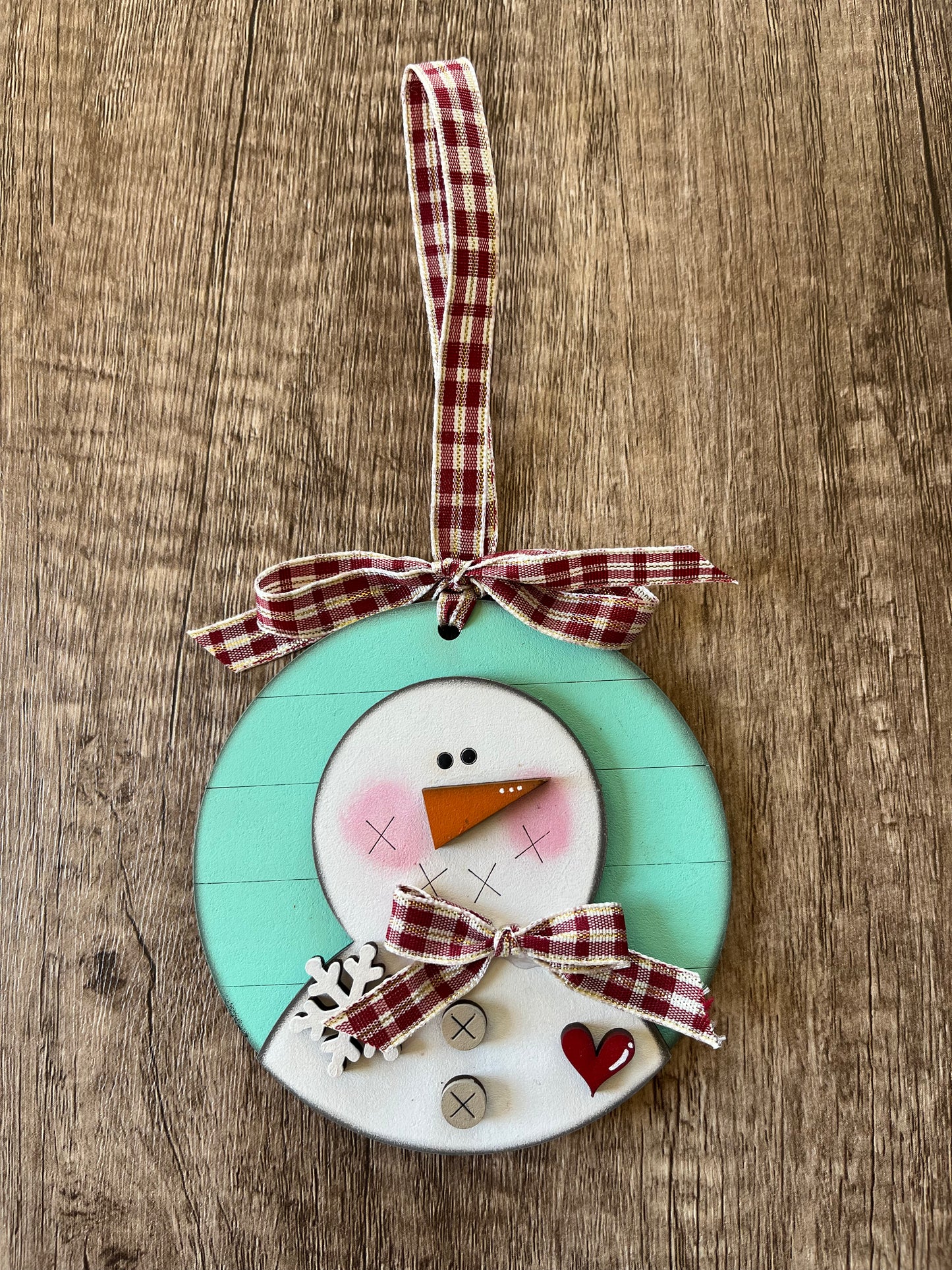 Snowman Heart Bow Ornament