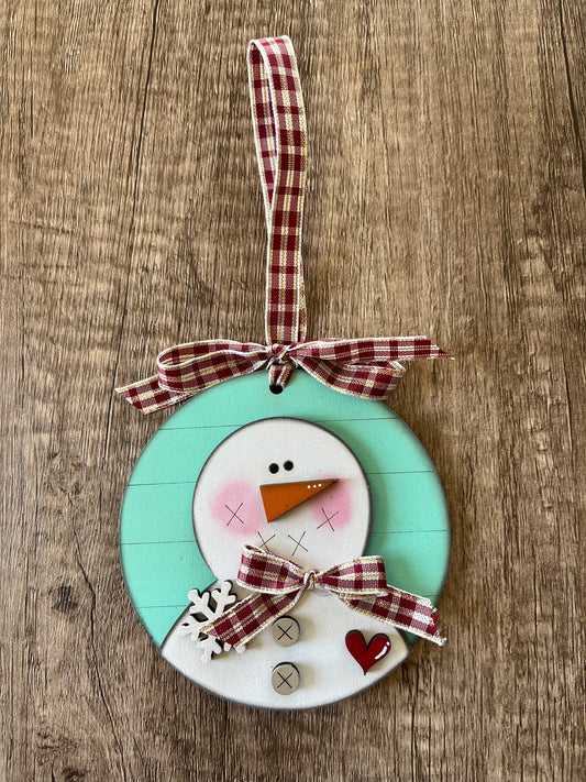 Snowman Heart Bow Ornament