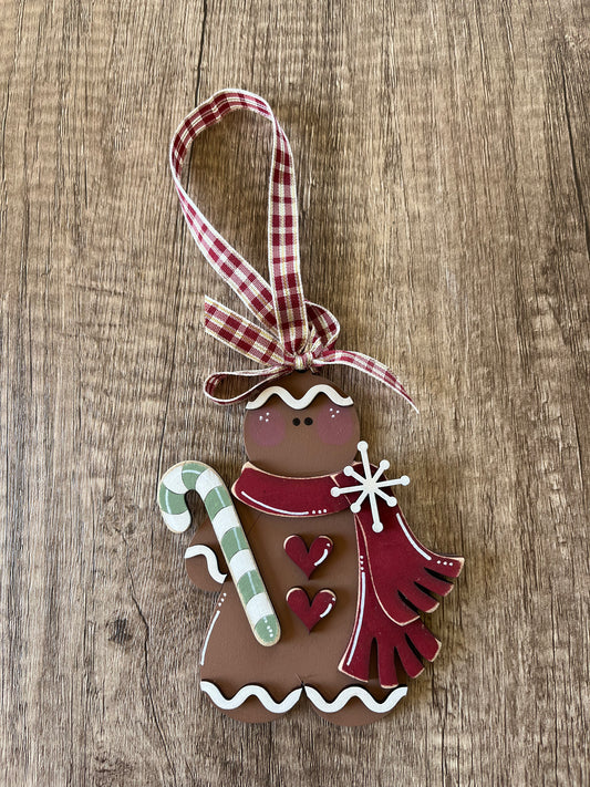 Gingerbread Scarf Candy Cane Ornament
