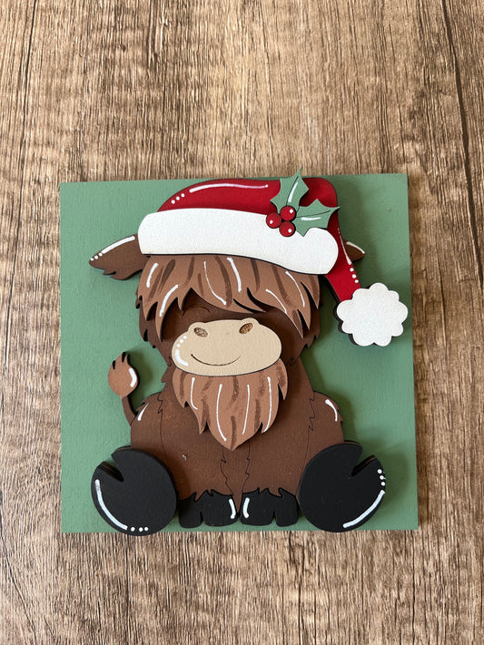 Highland Cow Red Hat Ladder Tile