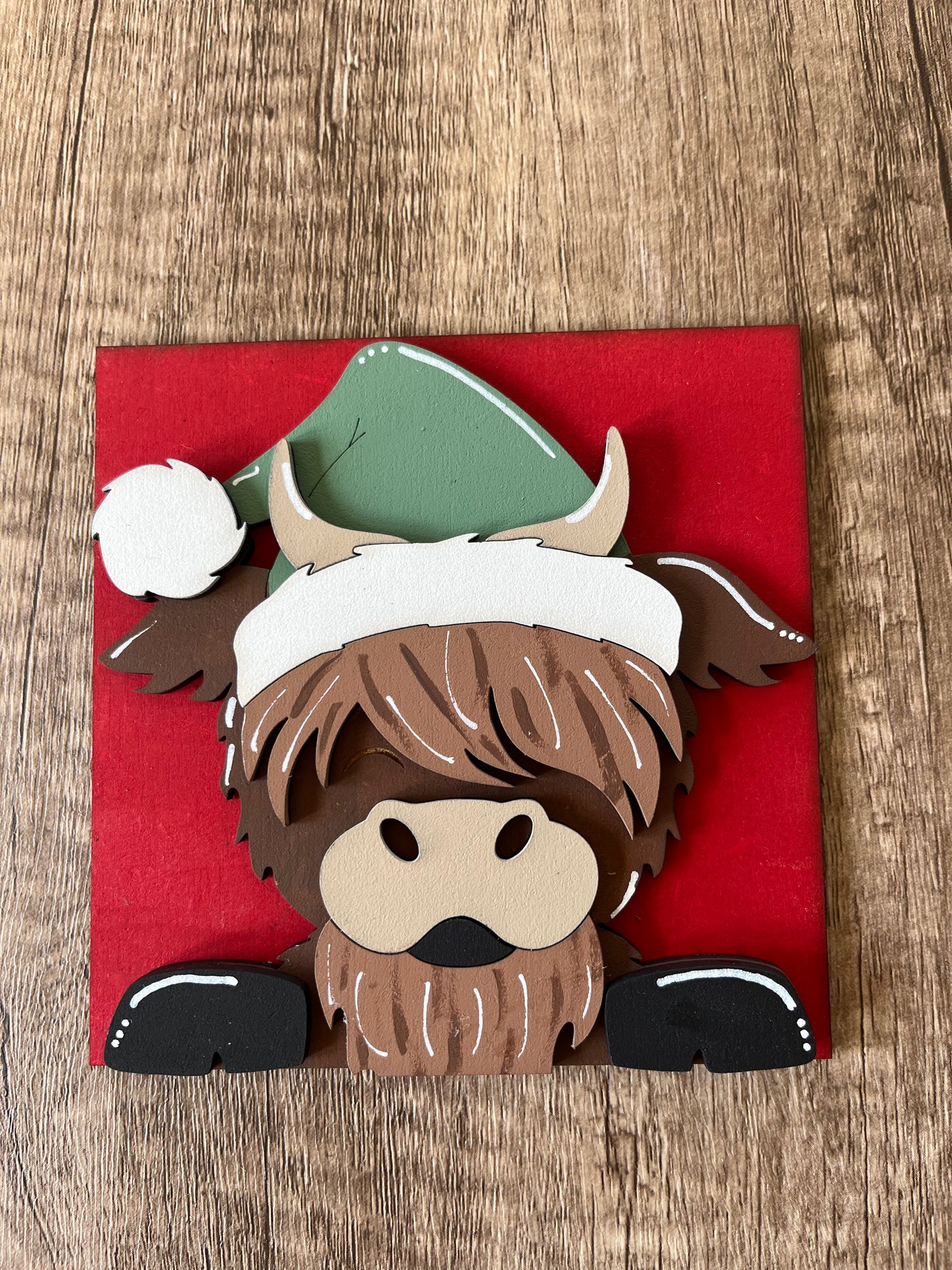 Highland Cow Green Hat Ladder Tile