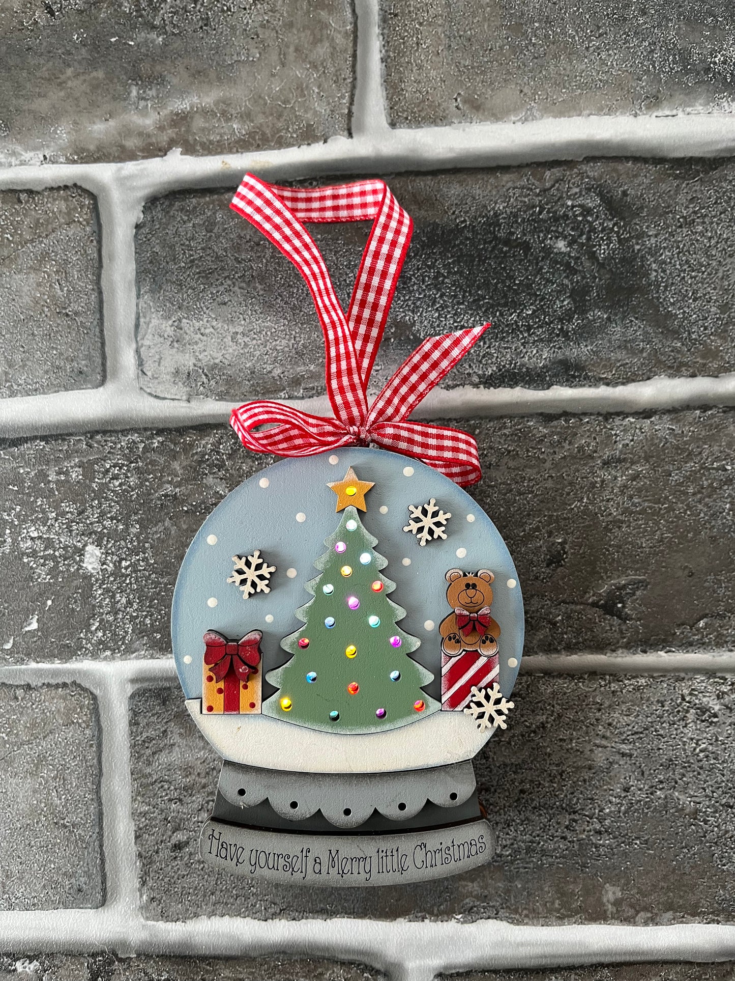 Christmas Tree Lighted Snow Globe Ornament