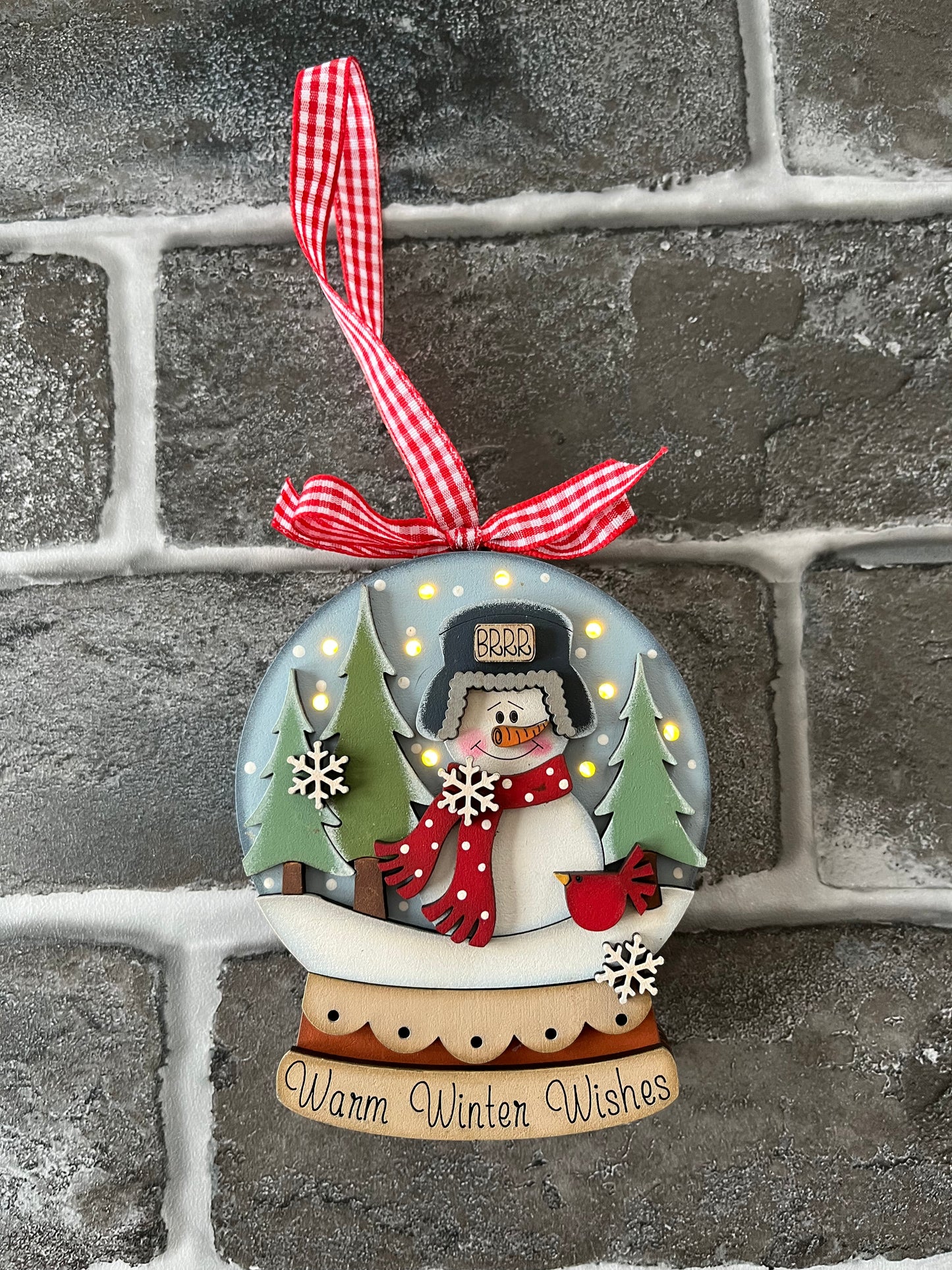 Winter Snowman Lighted Snow Globe Ornament