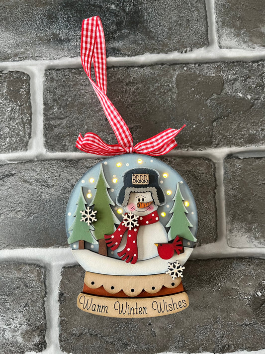Winter Snowman Lighted Snow Globe Ornament