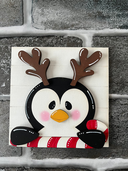 Penguin Reindeer Antlers Ladder Tile