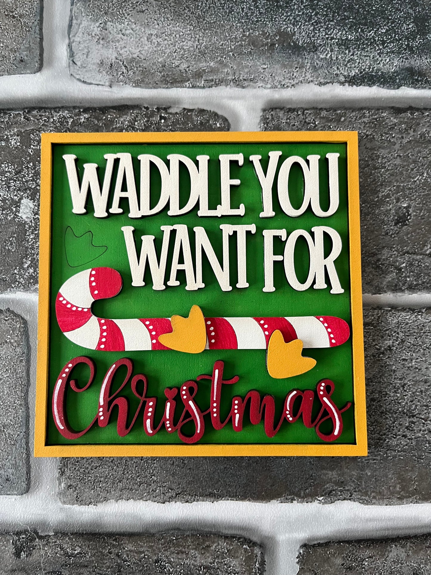 Waddle Want Christmas Ladder Tile