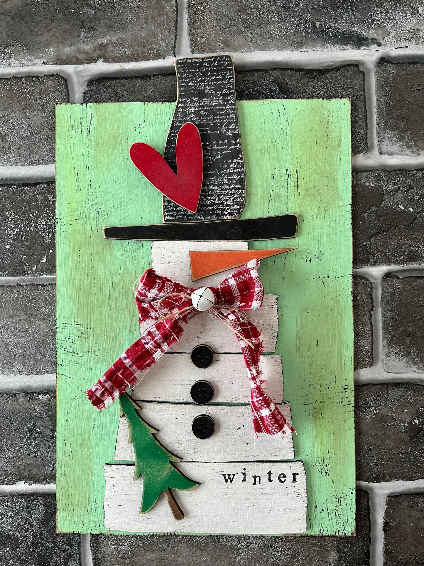 Farmhouse Wood Snowman Sign
