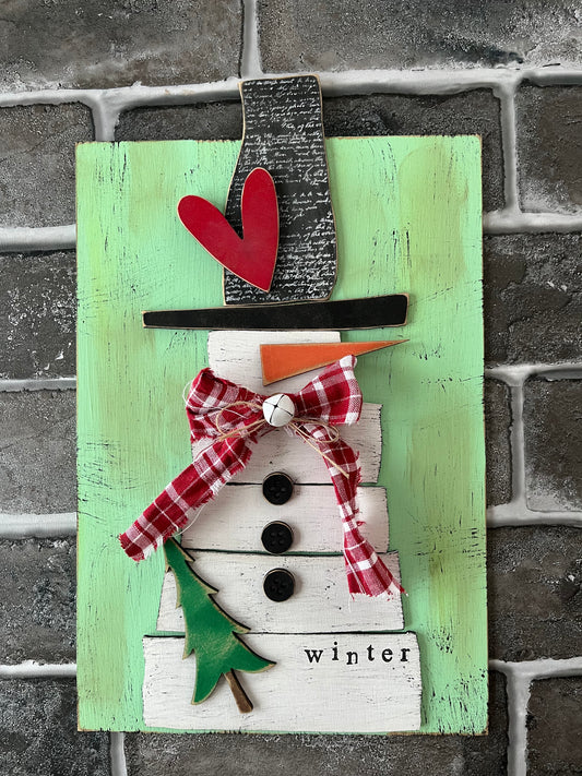 Farmhouse Wood Snowman Sign