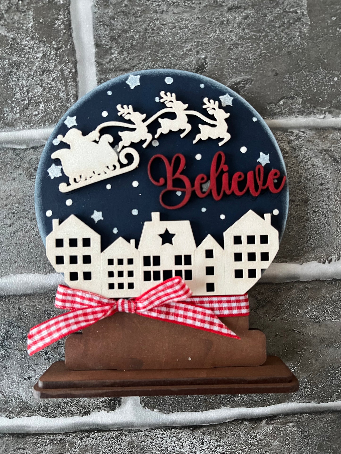 Believe Santa Snow Globe Shelf Sitter