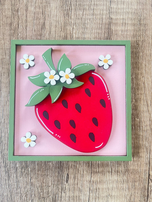 Framed Strawberry Ladder Tile