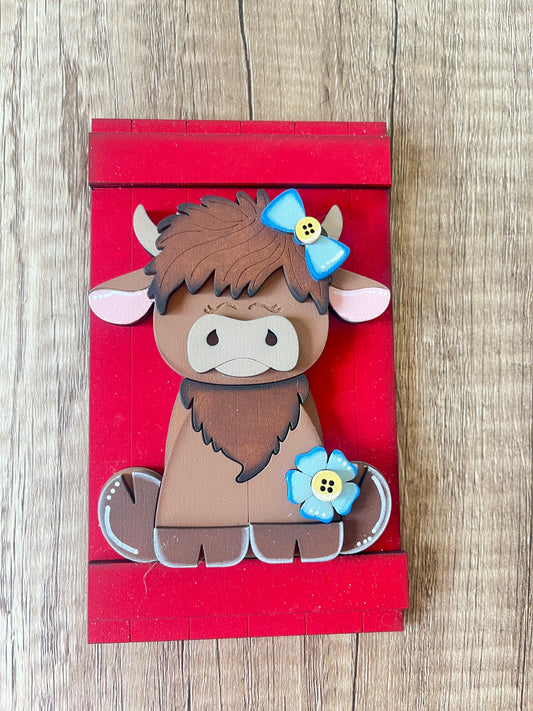 Girl Highland Cow Cottage Cabinet Insert