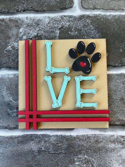 Love Dog Paw Print Ladder Tile