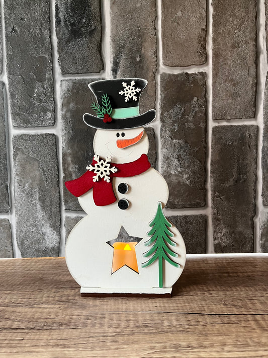 Tree Snowman Votive Shelf Sitter
