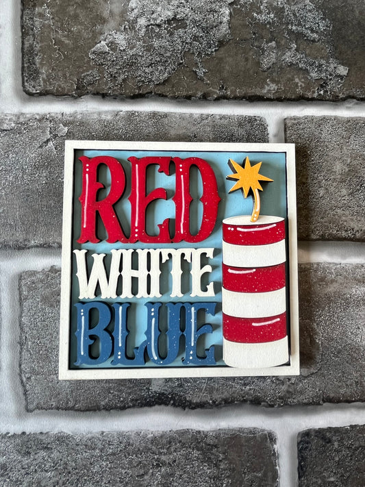 Red White Blue Ladder Tile