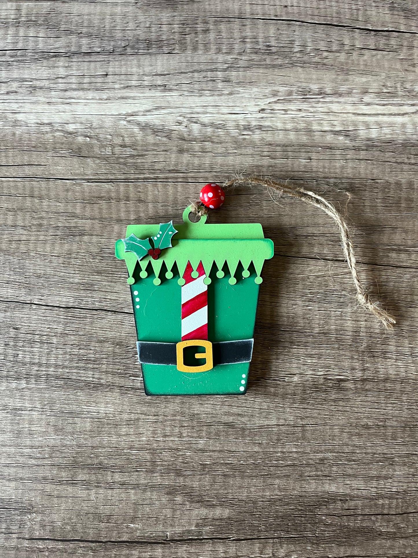 Elf Latte Cup Gift Card Ornament