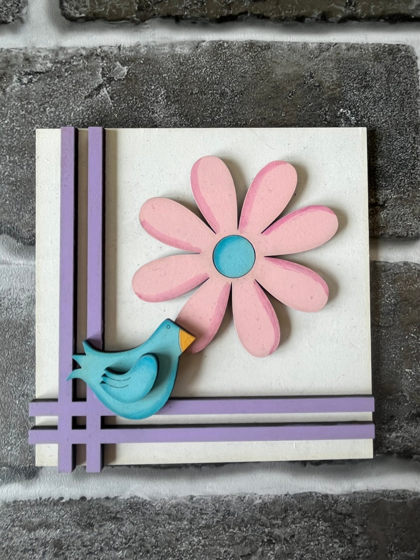 Pink Flower Blue Bird Ladder Tile