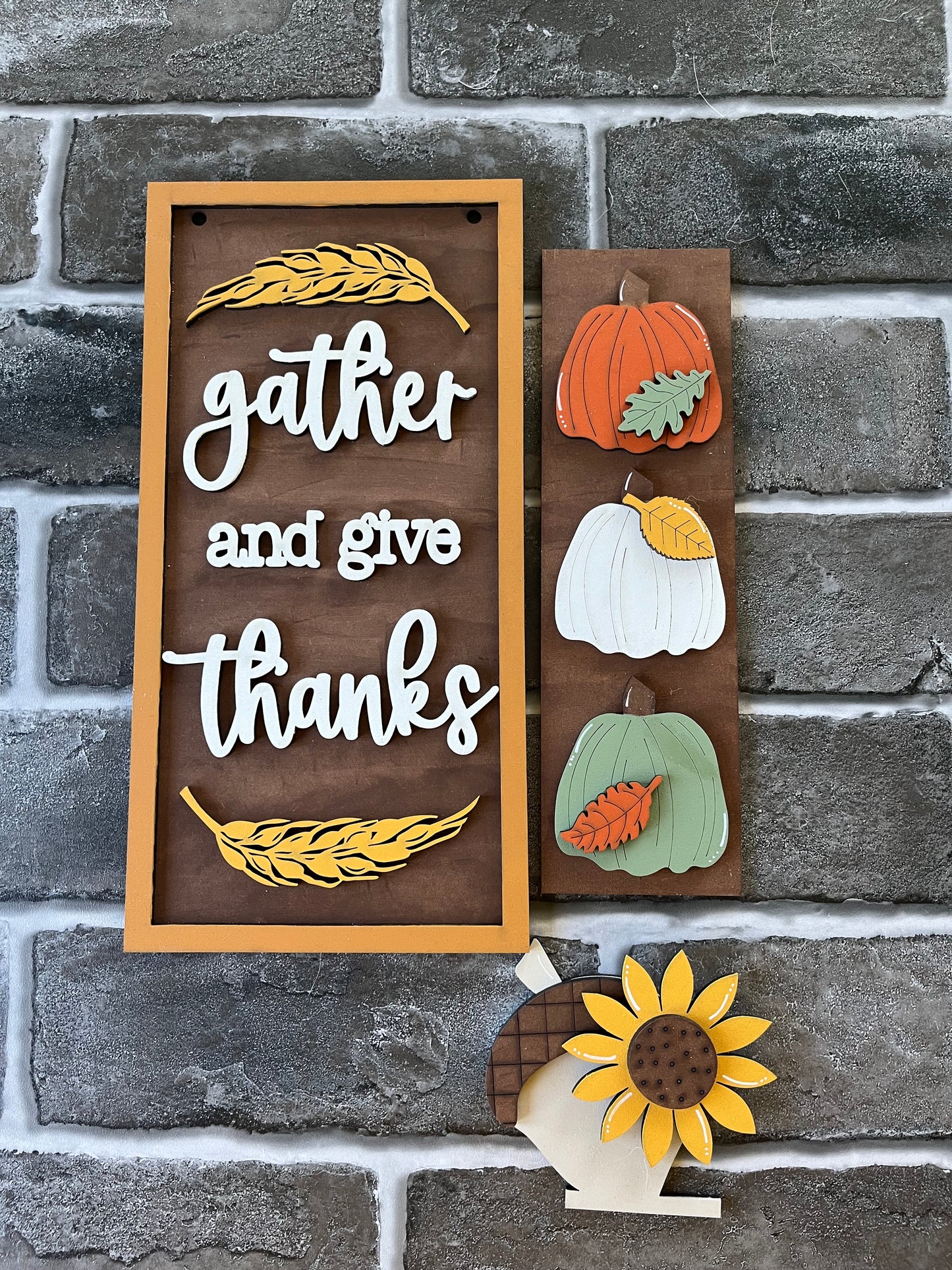 Gather Give Thanks Interchangeable Sign Post