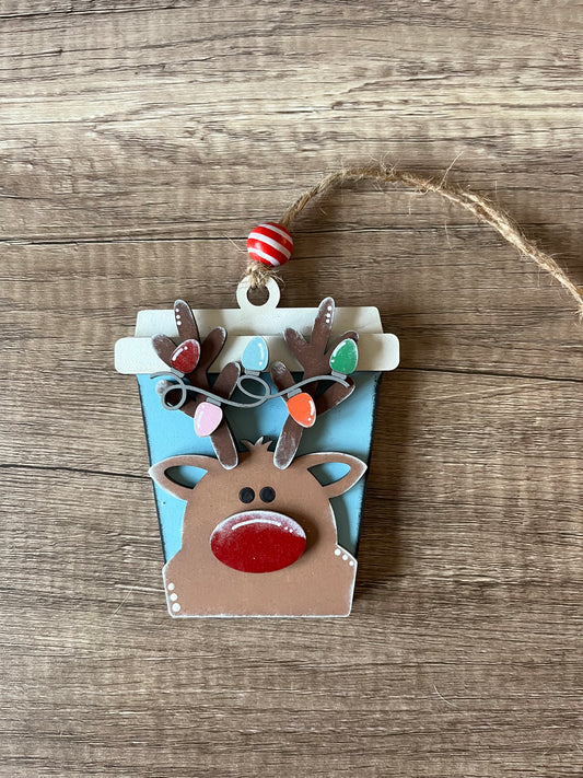 Reindeer Latte Cup Gift Card Ornament