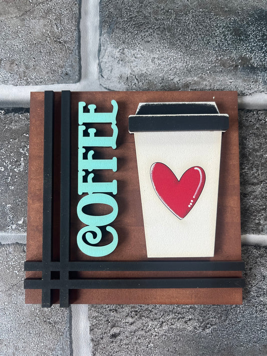 Coffee Cup with Heart Ladder Tile