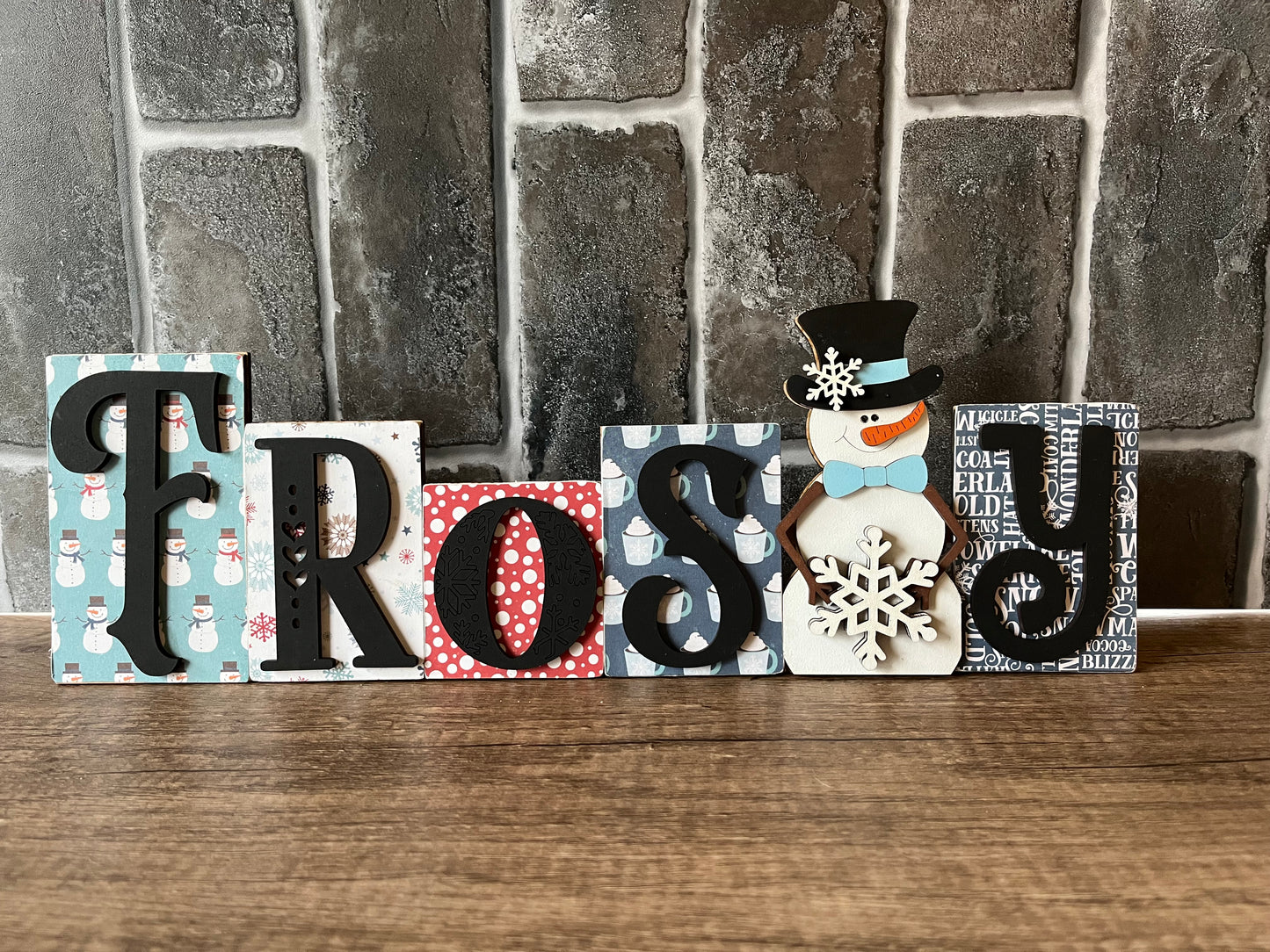 Frosty Word Block Shelf Sitter