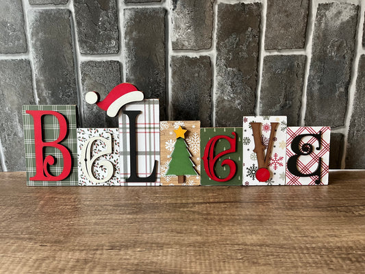 Believe Word Block Shelf Sitter