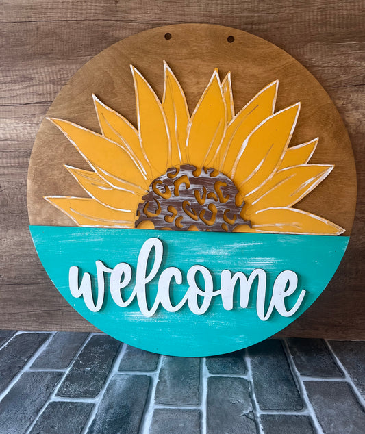 Welcome Sunflower Door Hanger