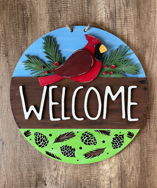 Cardinal Welcome Door Hanger