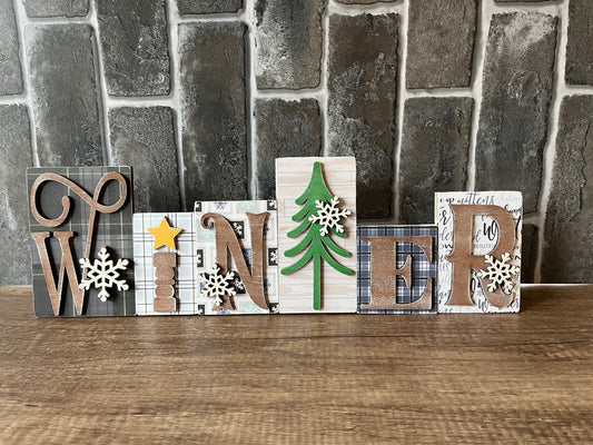 Winter Word Block Shelf Sitter