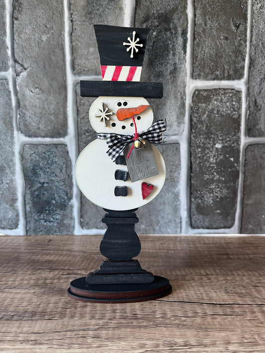 Spindle Snowman Shelf Sitter